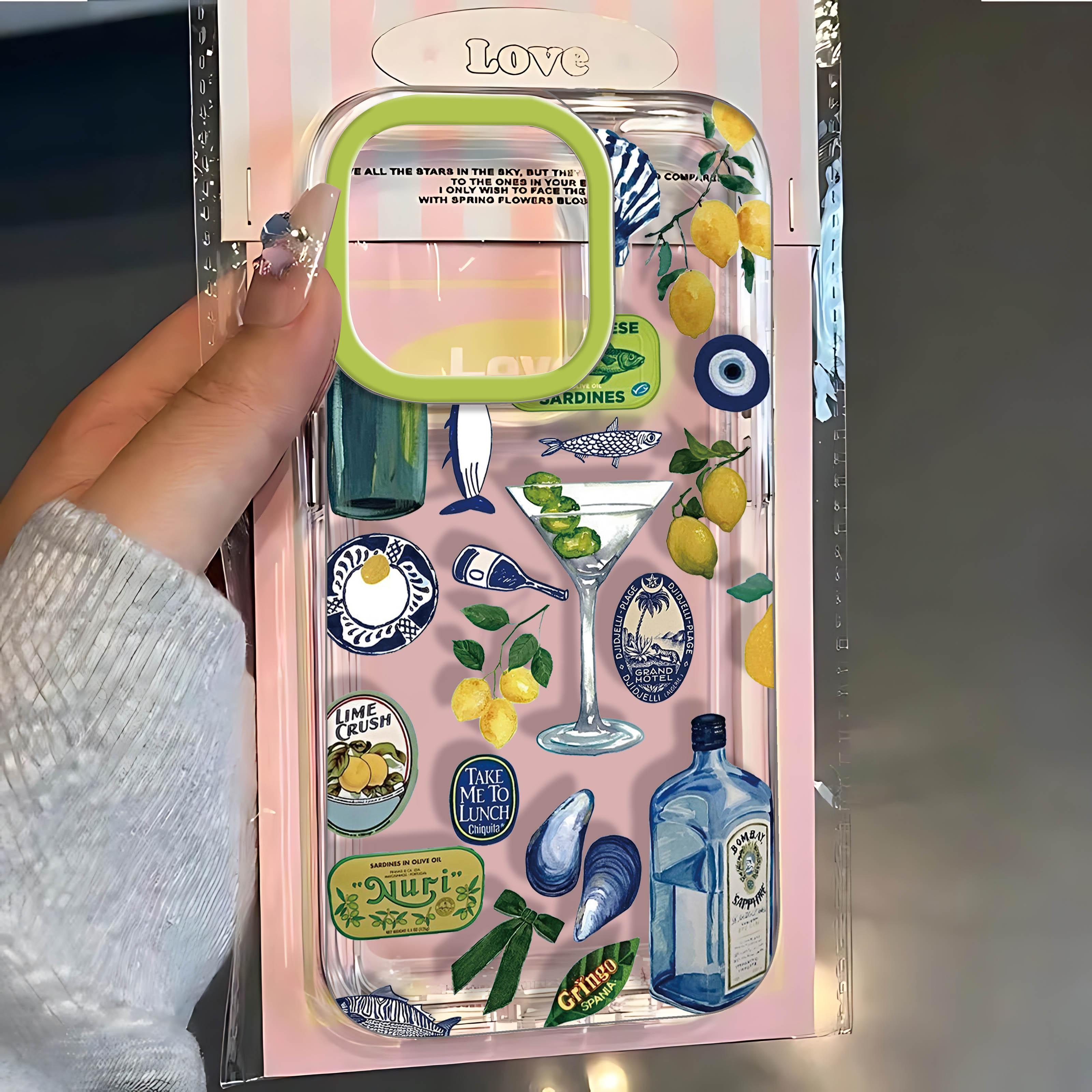 

Пейзаж у моря Вино Лимон Чехол для телефона Для iPhone 16 15 14 13 12 11 Mini Pro Max X XR XSMax 7 8 Plus Прозрачная Мягкая TPU Обложка iPhone 7(8) Plus