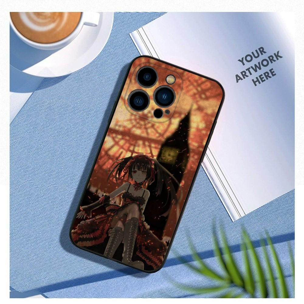 Date a live Tokisaki Kurumi Phone Case For iPhone15,14,13,12 Mini 11 Pro XR,X,XS,MAX 7,8 Plus Silicone Cover Soft Black