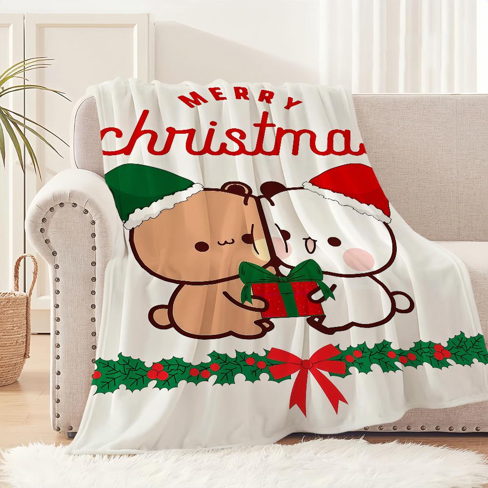 kawaii cartoon bear d-dudu b-bubu Flannel warm comfort soft plush blanket sofa living room hogar office bedroom travel gift home