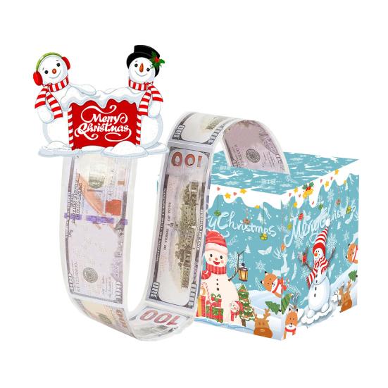Christmas Money Box Pull-out Cash Gift Box DIY Holiday Money Gift Box with Transparent Bags Christmas Money Holder Pull Box for Kids Adults