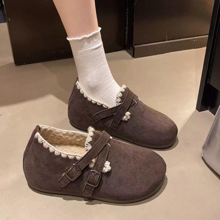Autumn and winter platform-soled velvet Birkenstocks new lazy shoes inner height increase warm Birkenstocks cotton shoes 40 малиновый 3140₽