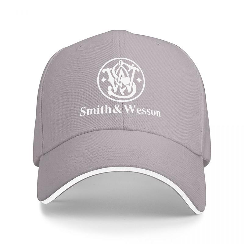

Smith Wesson Logo Embroidered Baseball Cap Black Classic Adjustable Hat with White Trim and Brand Emblem Design Adjustable