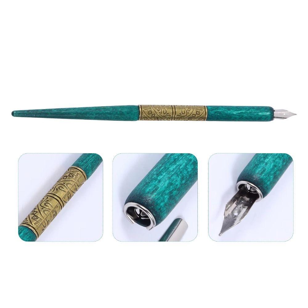 With 5 Nibs Dip Pen Set Wood Handle Dipping Pen Creative Calligraphy Pen Hand Writing