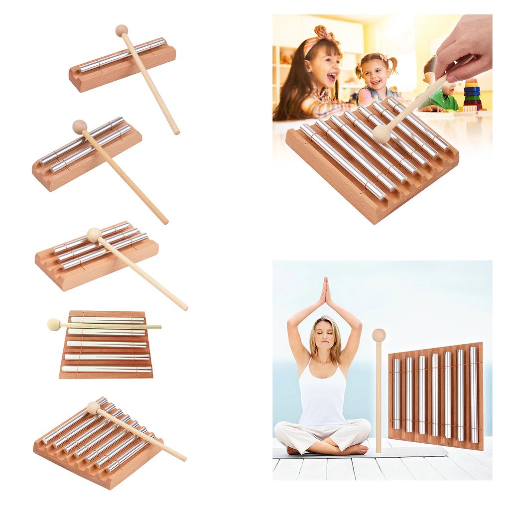 Classroom Chime Meditation Chimes Hand Bells Wooden Percussion Chime Instruments Meditation Gifts for Kids, Adult