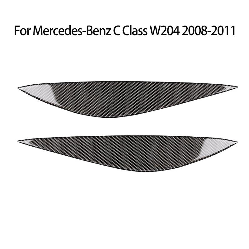 ABS Kolfiber Bil Strålkastarlampa Ögonbryn Ögonlock Ögonbryn Klistermärke För Mercedes-Benz C-Klass W204 C180 C200 C260 C300 C63