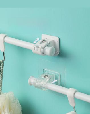 Punch-Free Telescopic Curtain Rod Clamp & Adhesive Hook