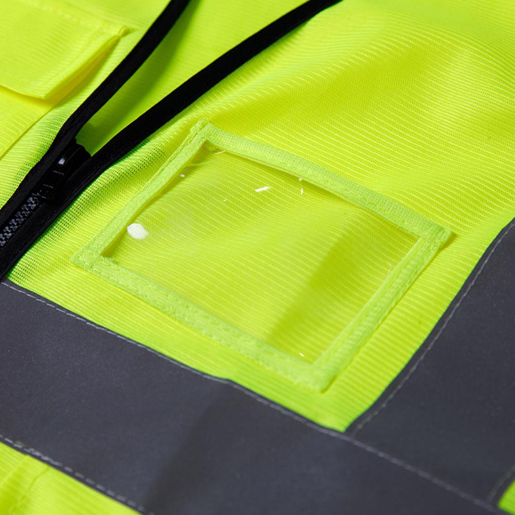 Adults High Visibility 5 Pockets Safety Reflective Zipper Vest Warning Waistcoat