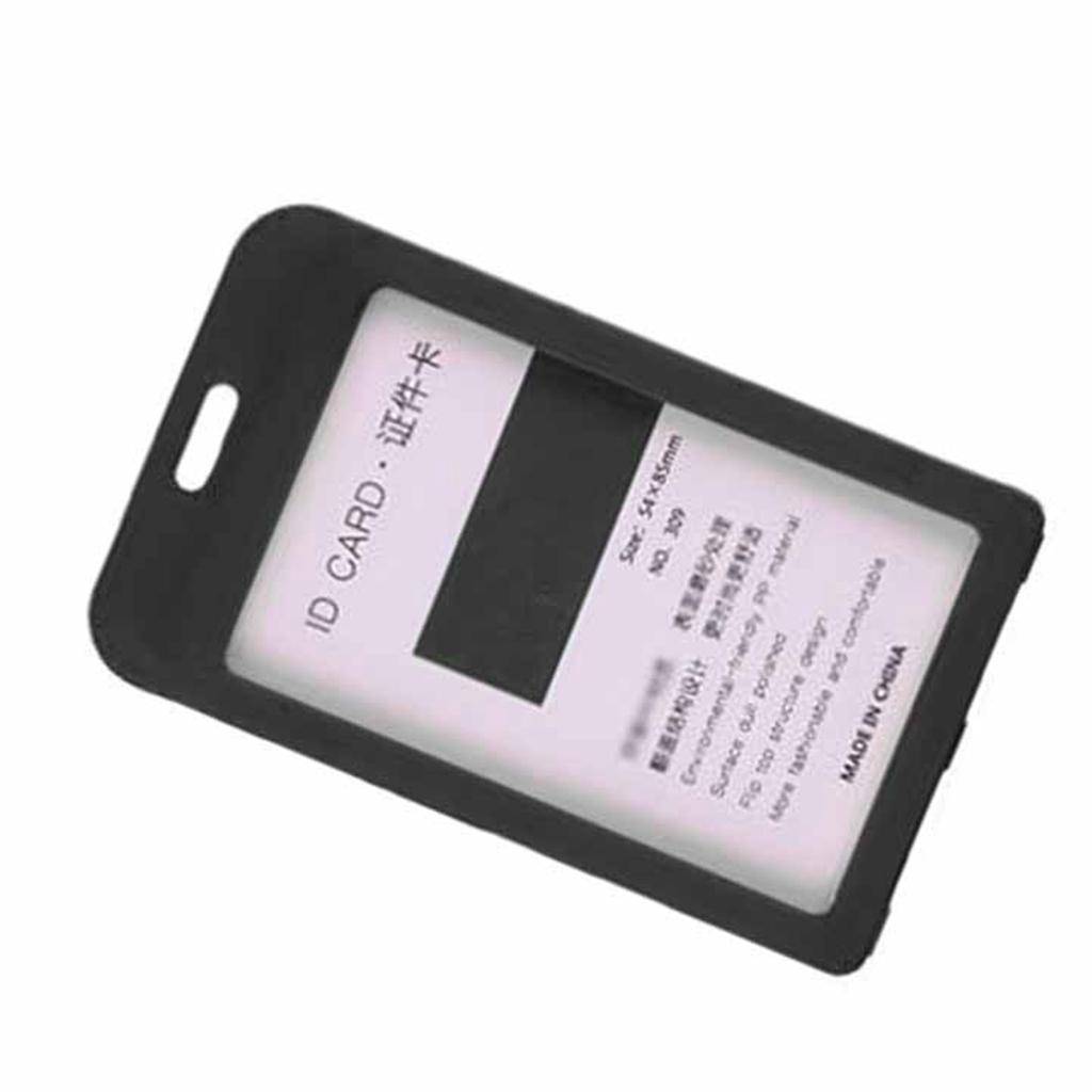 10PCS Clear ID Card Holders Plastic Rounded Corners Frosted Surface Removable Lanyard Black Edges