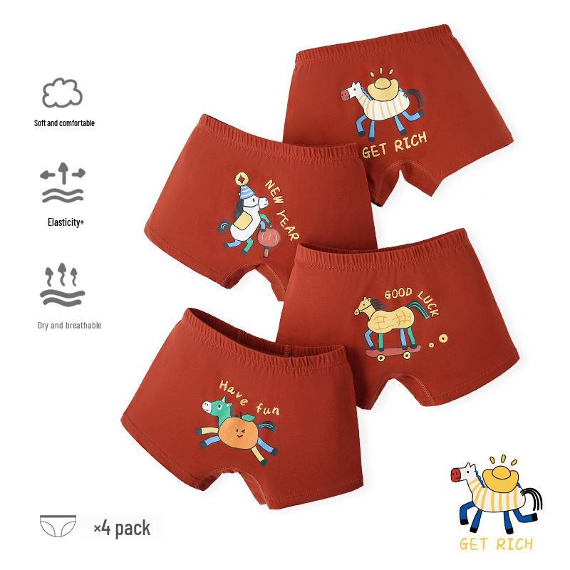 

ZYZ Lucky Little Horse Cartoon Kids Pure Cotton Boxer Briefs - New Year Collection 100 for 18-24 lbs