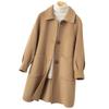 Dámský kašmírový kabát střední délky oboustranný na podzim/zimu - Petite, Čistě ručně šitý, Celovlněný, Zesílený design