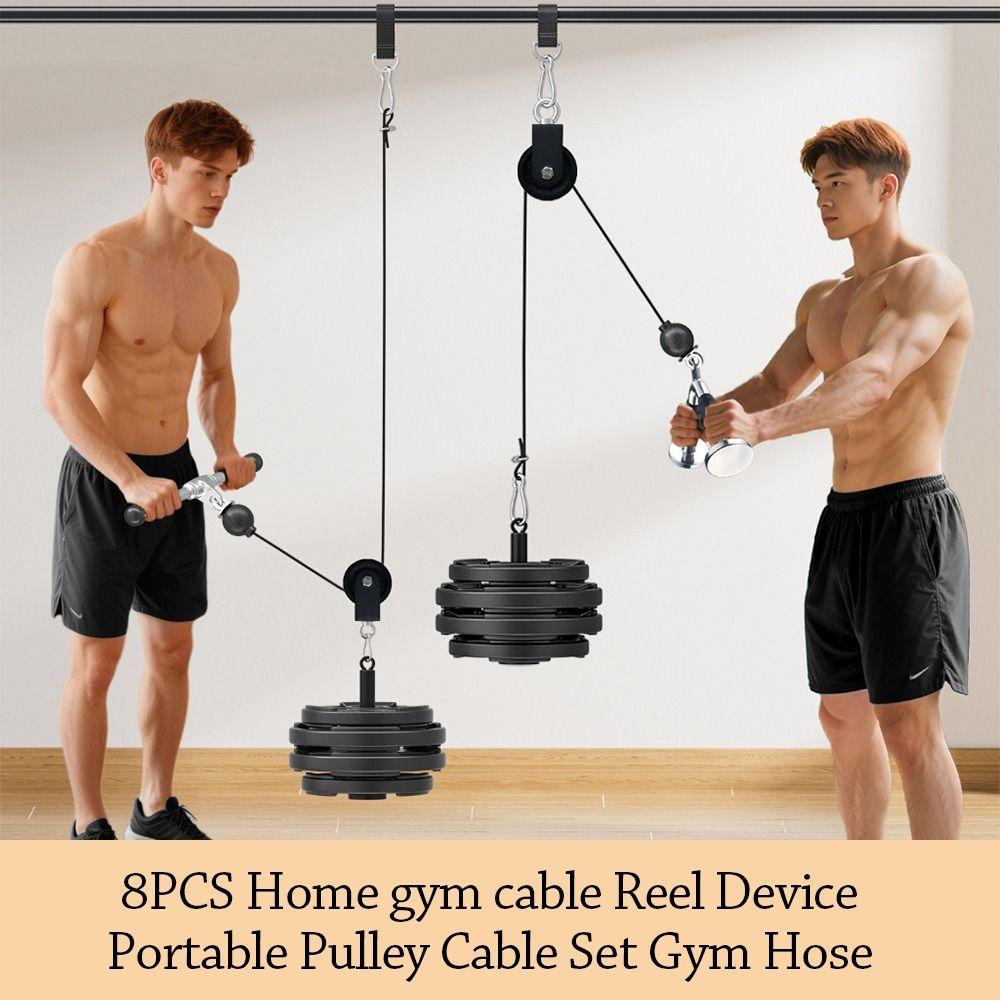 8Pcs Adjustable Pulley Cable Set Cable Gym Hose Sports Home Gym Cable Reel Device  Fitness