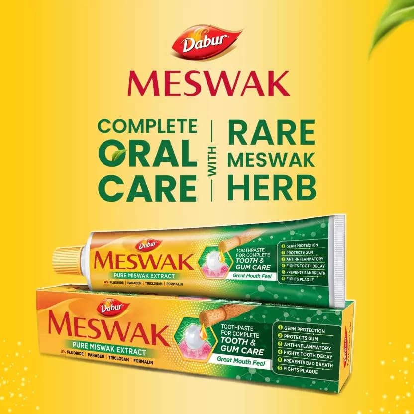 Dabur Meswak Complete Oral Care Toothpaste 200g | Herbal Miswak Extract | Tooth Decay Prevention, Cavity Protection, Stain & Plaque Removal, Gum