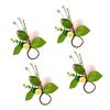 Easter Themed Simulated Green Grass Napkin Rings With Silk Leaf And Colorful Eggs For Festival Table Decoration