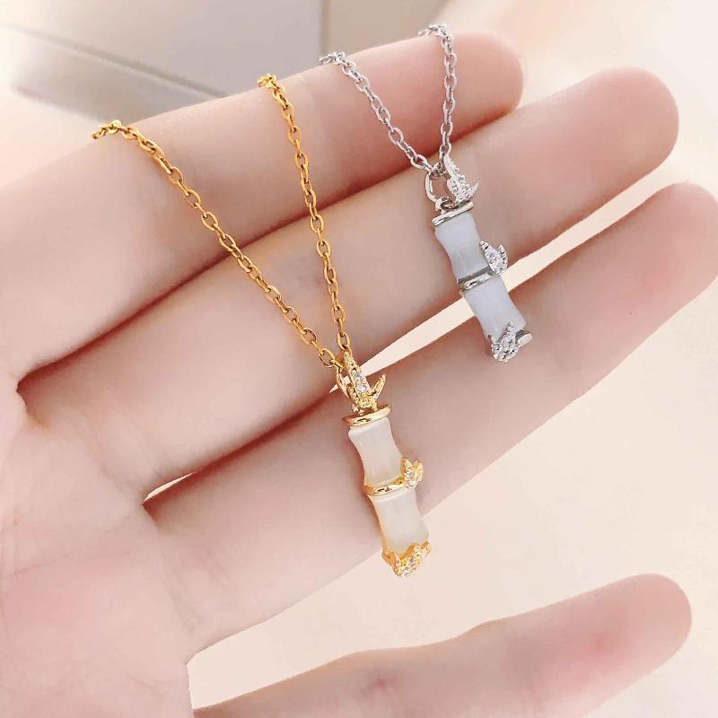 Bamboo Joint Pendant Necklace for Women Adjustable Chain Lightweight Comfortable Jewelry for Vacation Daily Wear