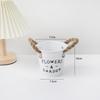 Small Retro Distressed Whitewashed Tin Flower Pot for Tabletop or Balcony Decor, Ideal for Succulents and Iron Lettering