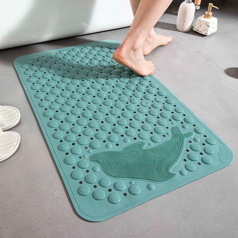 Tapis Anti-Glisse Salle de Bain PVC Douche Anti-Chute Tapis de Pied Épaissi Dauphin Massage Sol Salle de Bain Tapis de Bain Tapis de Douche