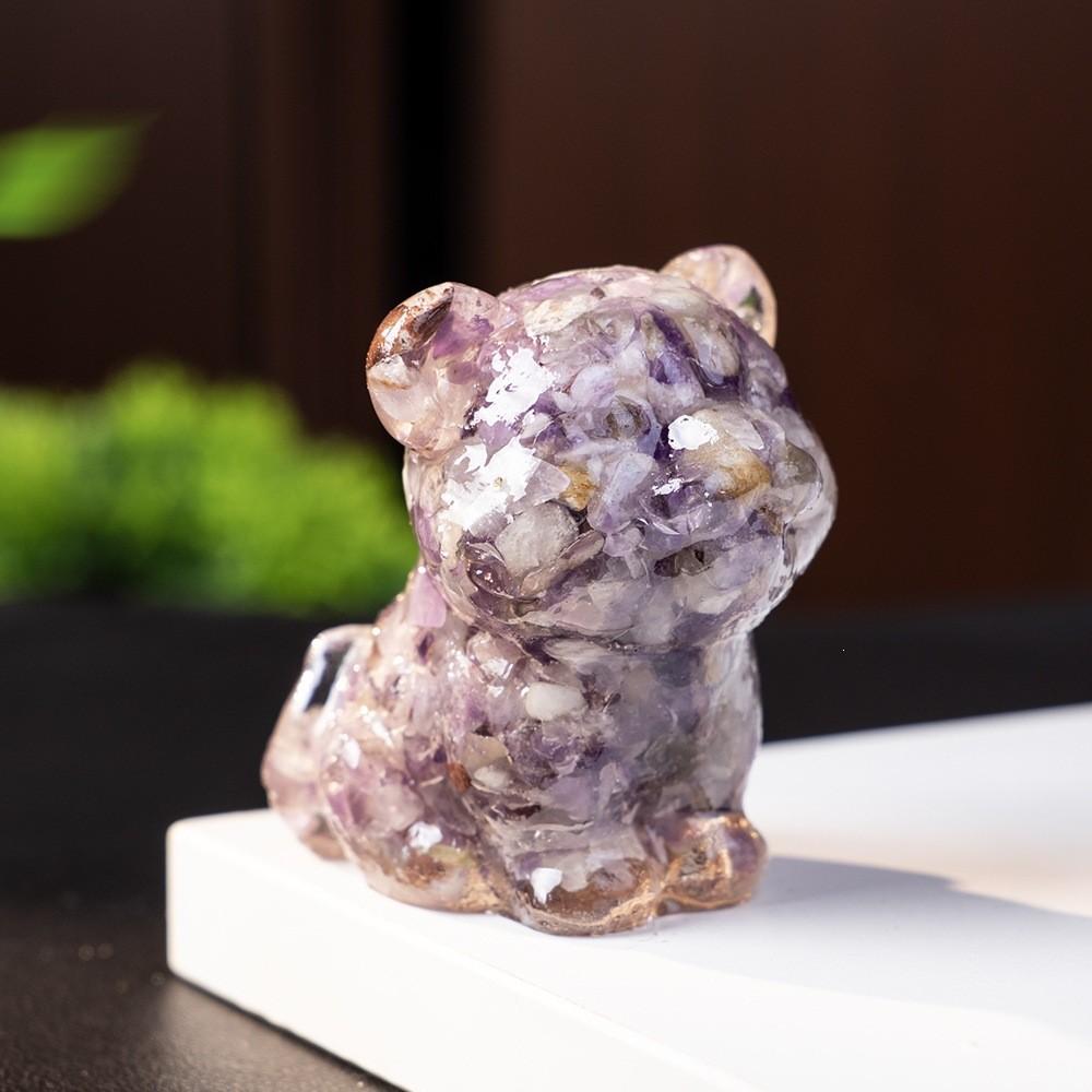 Resin Tiger Figurine Home Decor With Natural Crystal For Living Room Display