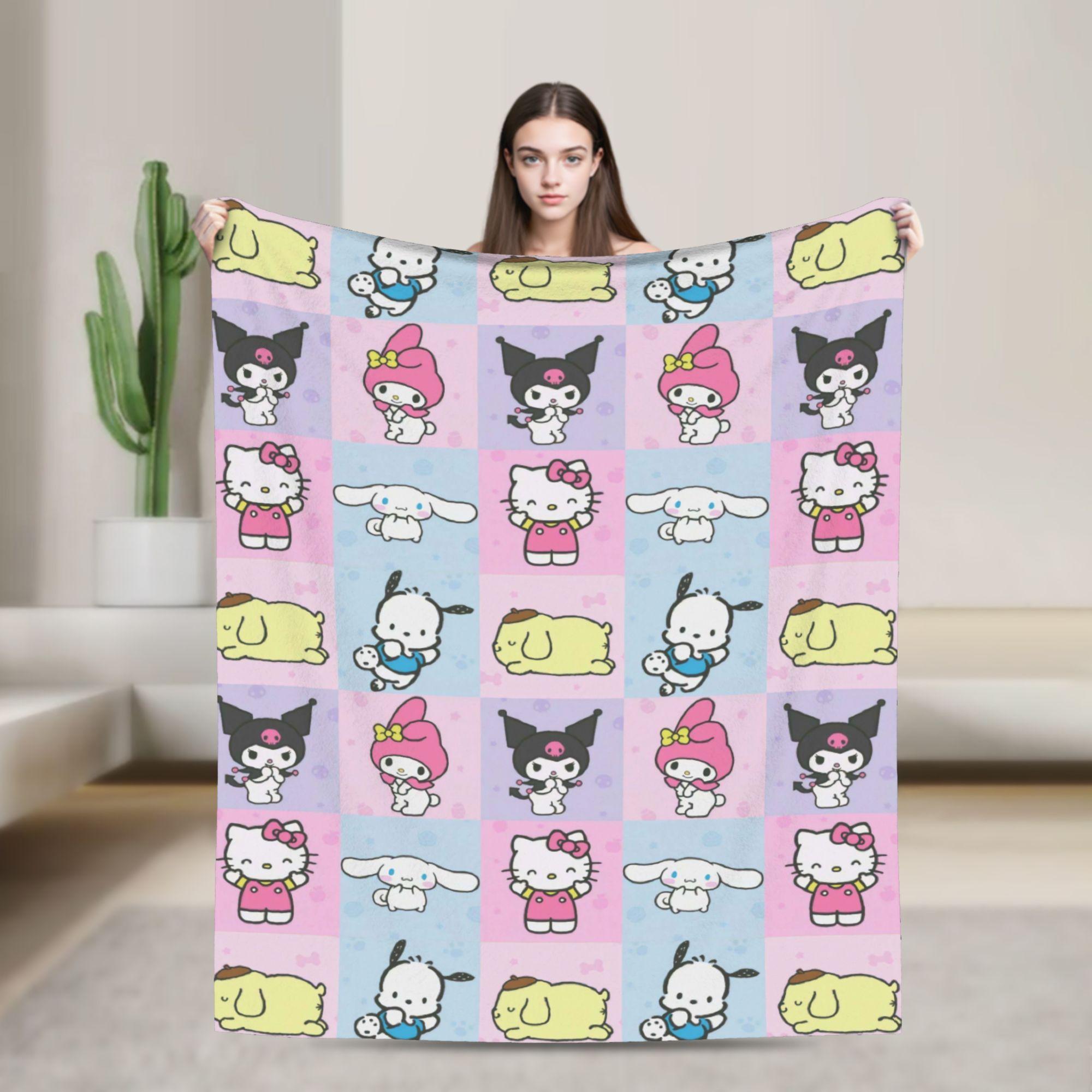 

Фиолетовые пледы Kuromi Кавайный мультяшный шерстяной Потрясающие дышащие пледы для покрывала Осень/Зима 150x200cm
