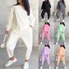 Women's Streetwear Comfortable Casual Workwear-Style Round-Neck Loose-Fit Asymmetrical Long-Sleeve Top and Trousers Set