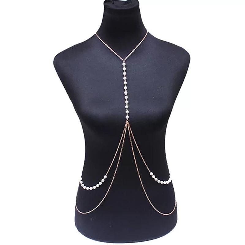 Ювелирные изделия: Сексуальные Красотки, Цепочки на Тело с Имитацией Жемчуга, Сексуальные Пляжные Цепочки на Талию для Бикини золотой