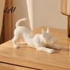 3D Printed Animal Pencil Stand Cute Dog Pen Holder Stand Small Modern White Matte Stationery Holder Stretching Desk Organizer for Home Office Shelf
