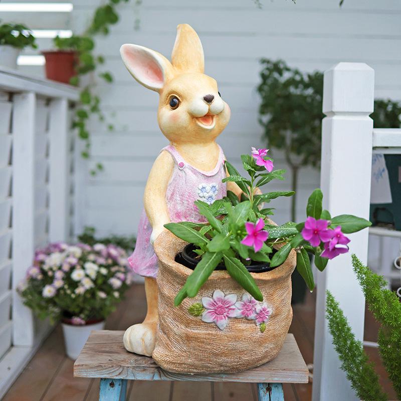 Cartoon Rabbit Flower Pot: Creative Outdoor Succulent Ornament for Gardens and Kindergartens