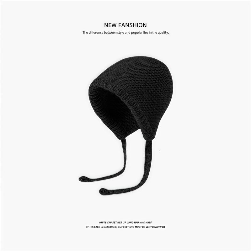 Wool blended wool hat women's winter plush retro warm ear protection big head circumference cold hat headgear knitted hat