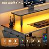 HLFURNITURE Gaming Desk L-Shaped with Adjustable Shelf Monitor Stand and Side Storage Pocket Gray