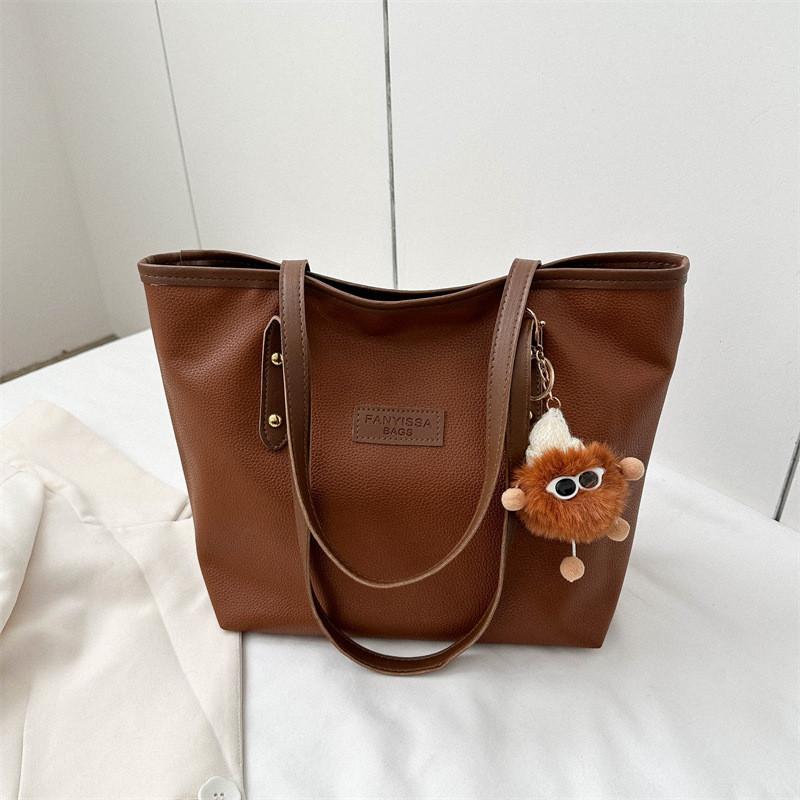 

Stylish Modern Tote Bag For Women In Classic Black Coffee And Brown Perfect For Daily Commutes Without Pendant світло-коричневого кольору