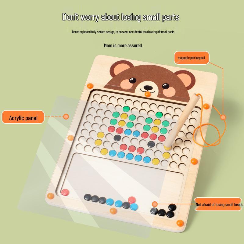 Children's Wooden Magnetic Maze Puzzle & Drawing Board - Early Education Toy with Magnetic Pen Control