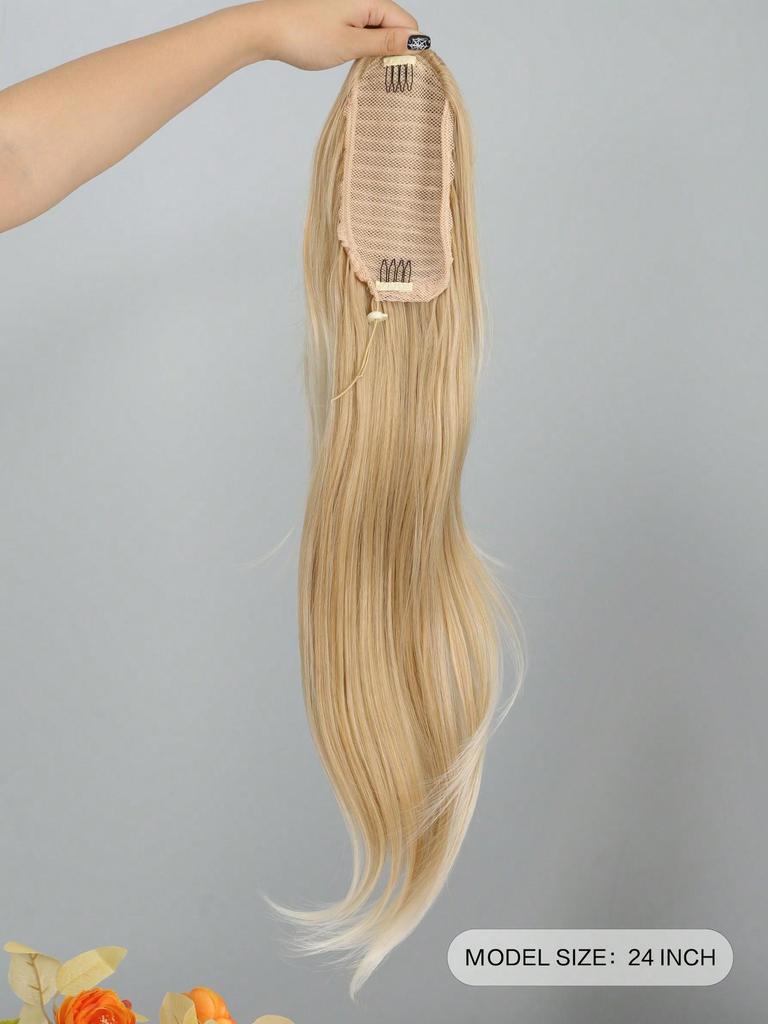 Synthetic Long Curly Layered Wavy Drawstring Pony Tail 24-inch For Women Heat Resistant Fake Hair