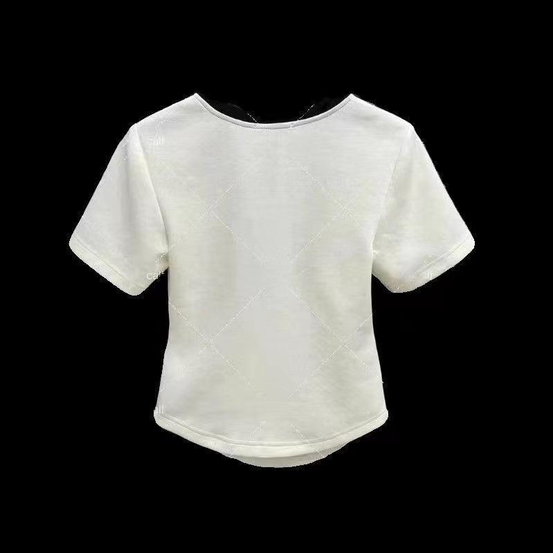 Cotton Chinese Style Women's T-shirt Summer Tees Short Sleeve Slim Women Tops Vintage O-necks Embroidery Korean Clothing Sales