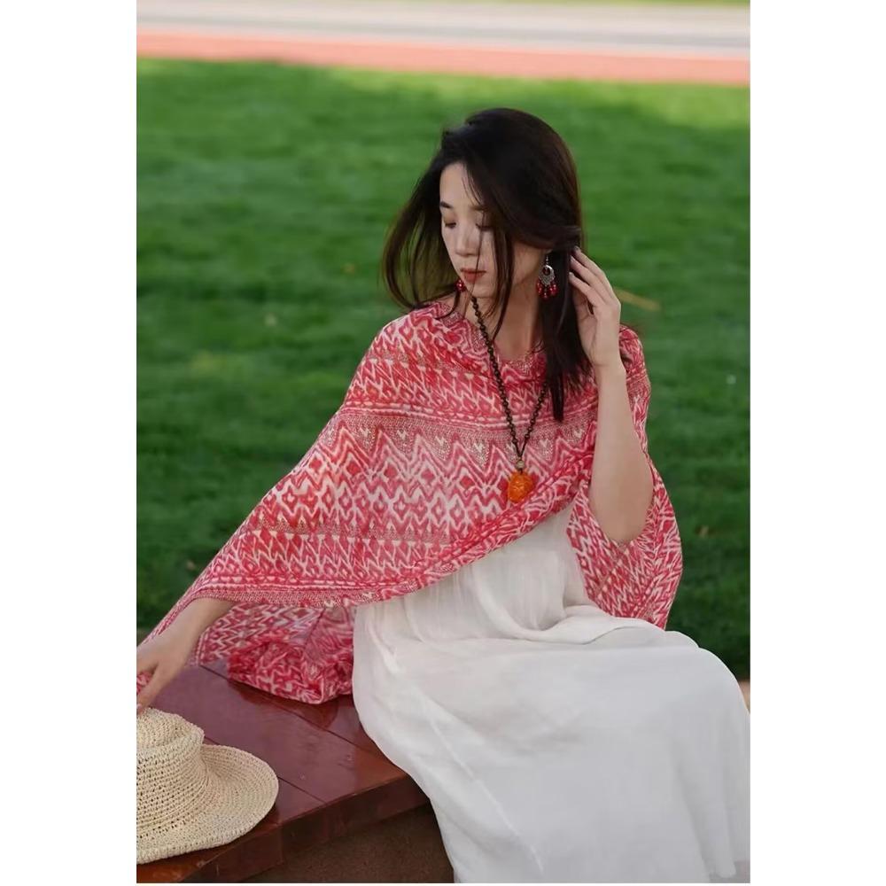 Chaka Salt Lake Great Northwest Tourism Ethnic Style Scarf Silk Scarf Women'S Summer Seaside Beach Shawl Sunscreen Thin