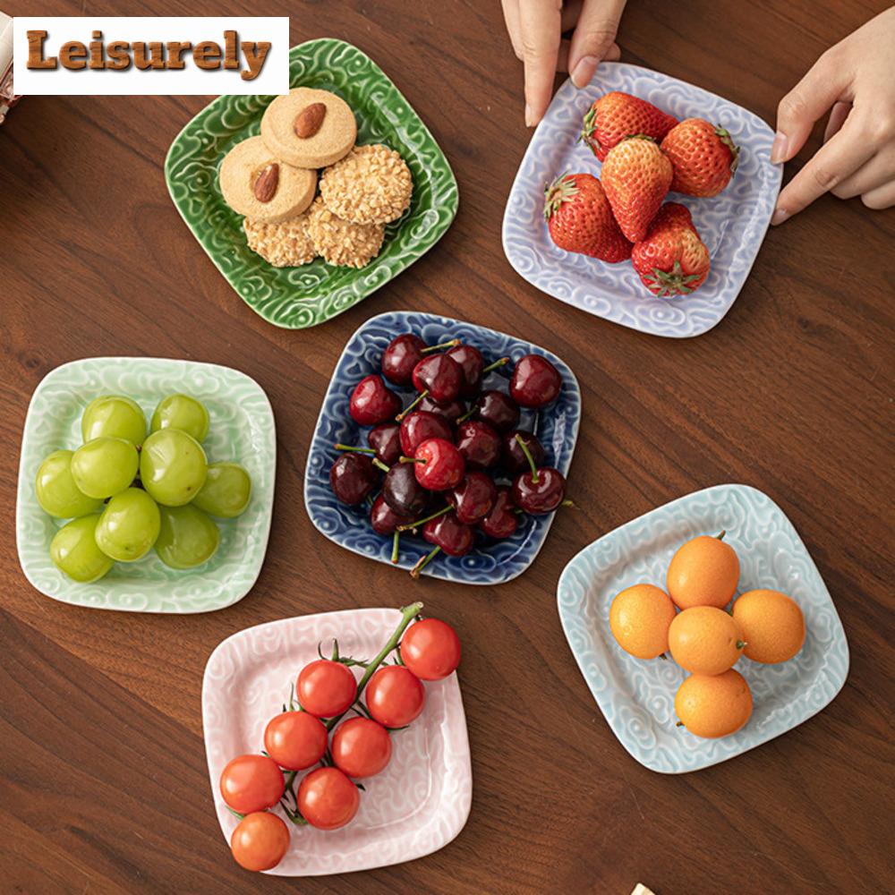 Chinese Cloud Square Dish Mini Dim Sum Dried Fruit Soy Sauce Saucer Dried Fruit Basket Candy Cake Stand Tea Living Room Table