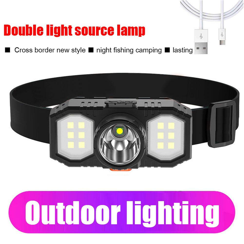 XPE+COB LED Powerful Headlamp Flashlight USB Rechargeable Super Bright Headlight Waterproof for Outdoor Camping Hiking Working