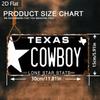 D Flat  Texas Cowboy Retro Metal Sign  X Cm Vintage Wall Art with Distressed Finish Rustic Western Home  Bar Deco