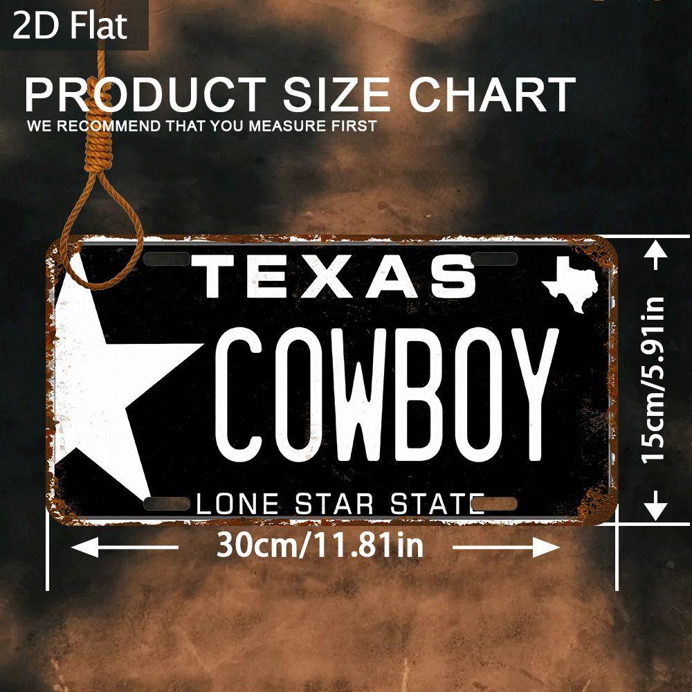 

D Flat Texas Cowboy Retro Metal Sign x cm Vintage Wall Art with Distressed Finish Rustic Western Home Bar Deco 15x30cm(5.9x7.8inch)