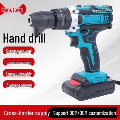 Blue Cordless Brushless Impact Drill with Lithium Battery for Household Use