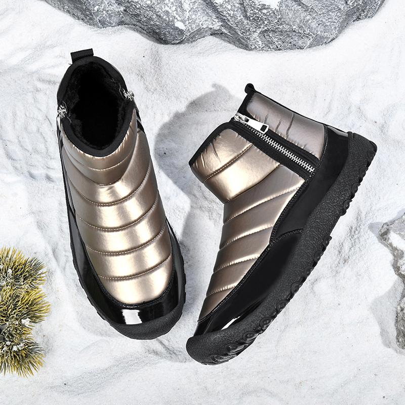 Herren Schneestiefel Winter Warm Arbeits-Wüstenstiefel mit Fell High Top Outdoor Wanderschuhe Übergröße Wasserdicht