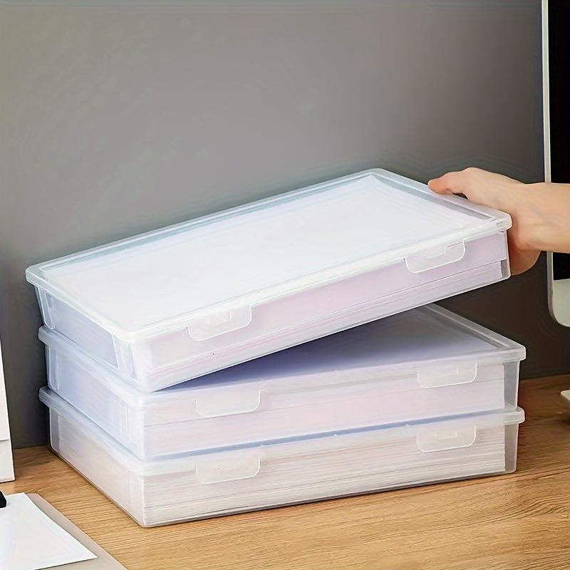 1Pcs A4 Size Clear File Organizer Boxes With Lids-Transparent Document Storage Containers For Office Home Organization