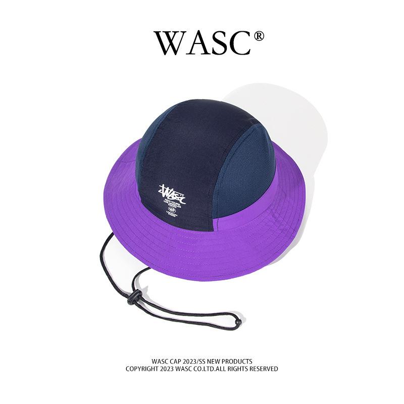 Quick-drying bucket hat Outdoor mountain climbing color matching Embroidered mountaineering hat Adjustable rope Curling basin hat Shade surf hat