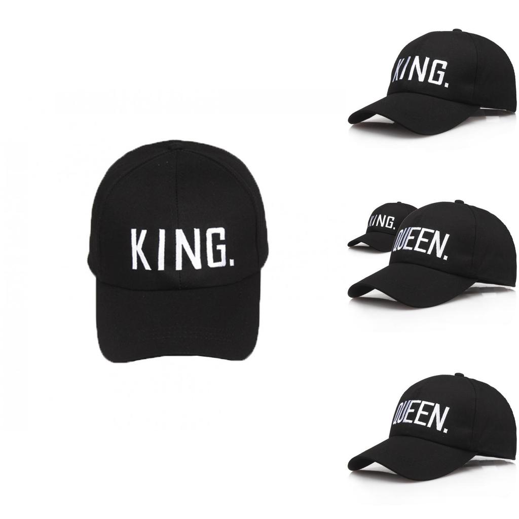 Premium Black Queen/king Baseball Cap With Hip Hop Letter Print For Couples