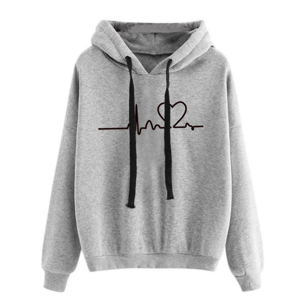 

Hooded sweater women s long-sleeved top 2025 autumn and winter new clothing heartbeat S