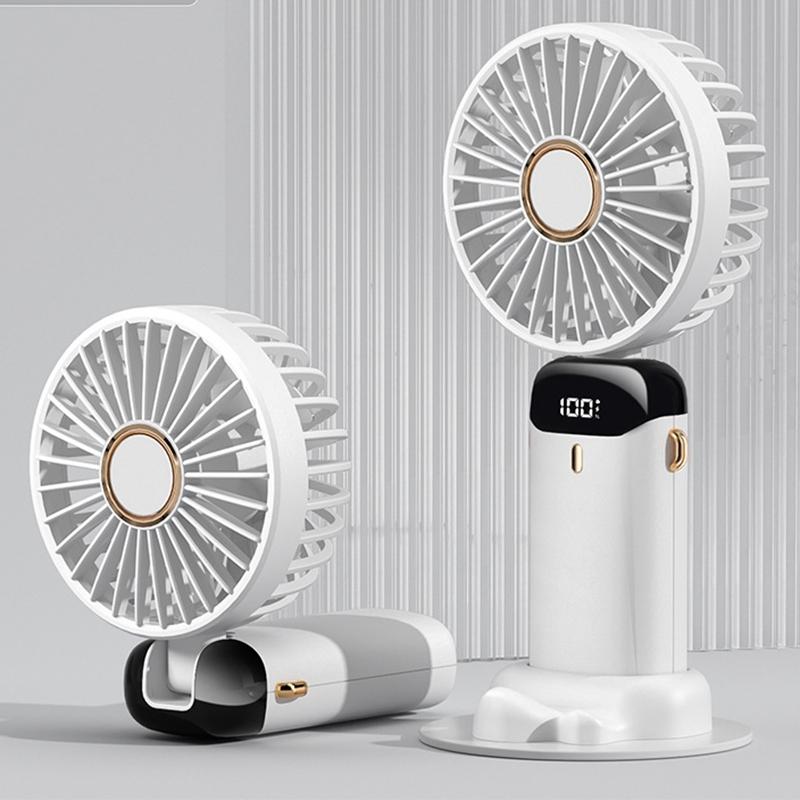 

Портативный ручной вентилятор, офисный настольный многофункциональный складной двухсторонний небольшой электрический вентилятор с шейным шнурком белый