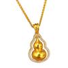 Women's Rotatable Fu Lu Gourd Pendant Necklace: Sand Gold with Diamond Detail, Stylish Chinese Design, Ideal Gift for Girlfriend