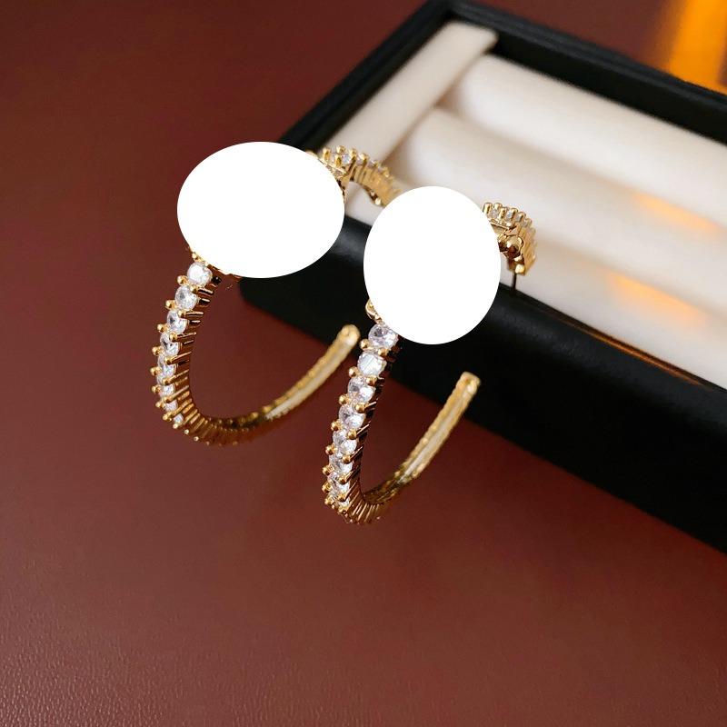 Silver Needle Multi-layer Letter Twill Zircon Pearl Earrings Medieval Vintage Light Luxury Stud Earrings Versatile Earrings