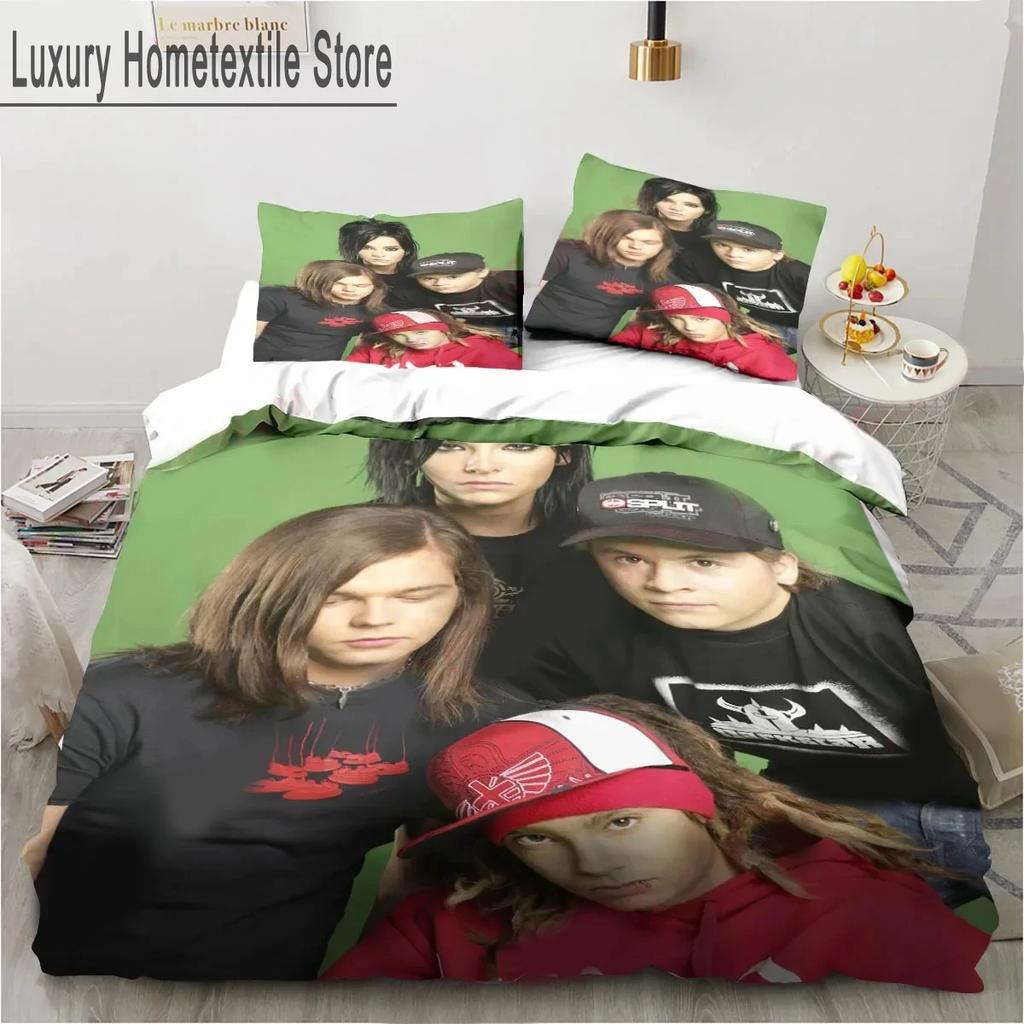 3D-Druck Tokio Hotel Bettwäsche-Set für Jungen und Mädchen, Zwillings-, Queen- und King-Size-Bettbezug, Kissenbezug, Bett für Jungen, Heimtextilien