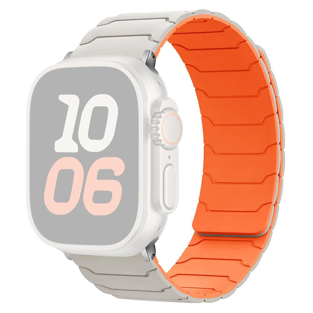 

Силіконовий ремінець для Apple Watch Series 10 Ultra 9 8 7 SE 6 5 4 3 2 1 46 мм 49 мм 45 мм 44 мм 42 мм Магнітний ремінець Starlight+Orange