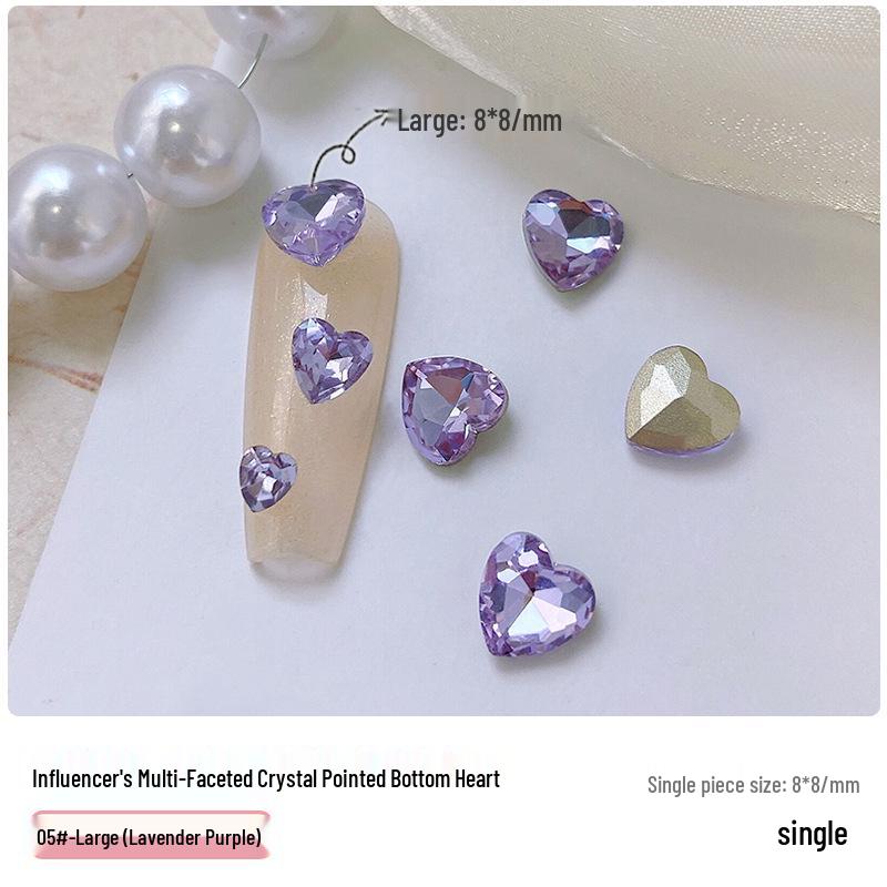 Heart Rhinestone Nail Art Accessories: Super Shiny Crystal Glass In Iridescent Peach, Small & Large Sizes