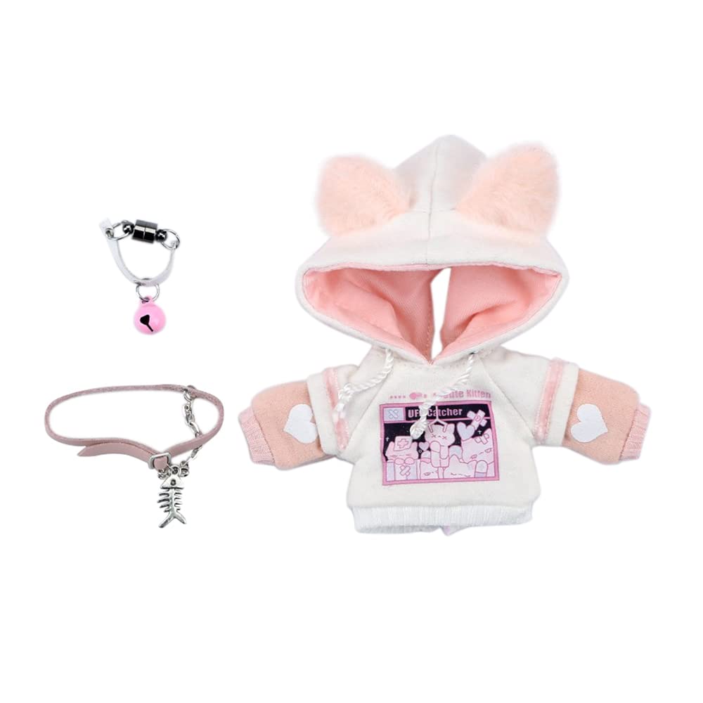 

Костюм размера Obitsu 11 OB11 для куклы Obitsu 11см тело Милое худи Свободного кроя С кошачьими ушками и колокольчиком 2 цвета (розовый) розовый